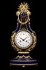 An important Louis XVI gilt bronze mounted Sèvres beau bleu porcelain lyre clock of eight day duration with extremely fine enamel work by Joseph Coteau and movement by Dieudonné Kinable